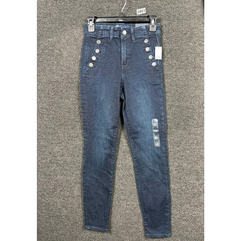 Gap Denim High Rise Legging Jeans With Button Pockets Womens Size 0/25R Blue NEW